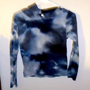 Tye dye girls large waffle long sleeve with hood